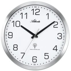 ATLANTA Pendule Murale Ronde En Aluminium Radio Pilotée