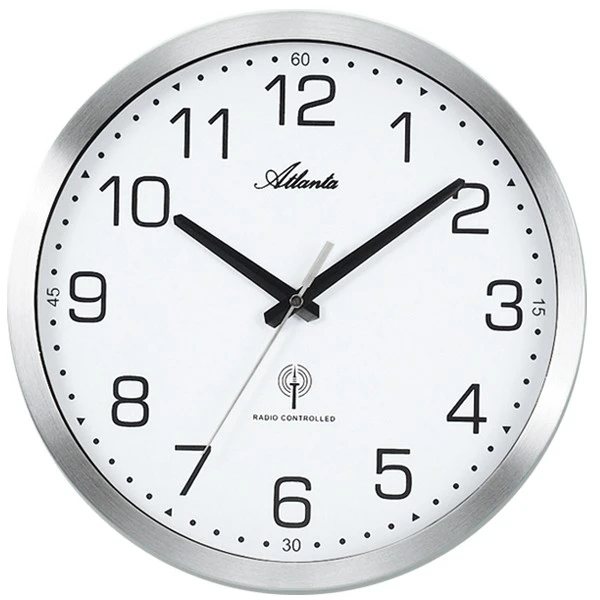 ATLANTA Pendule Murale Ronde En Aluminium Radio Pilotée