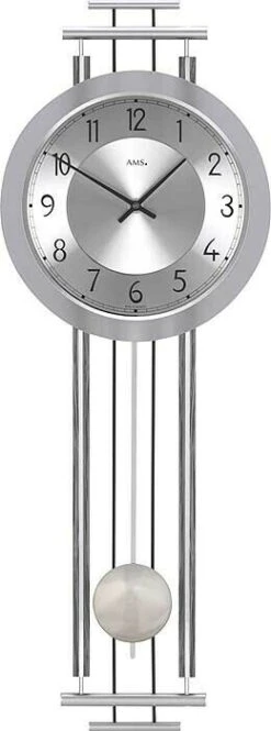 AMS Pendule Murale à Sonnerie Westminster Ou Bim-Bam En Métal Argenté