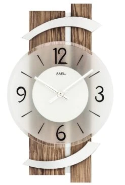 AMS Pendule Design En Bois Façon Noyer Et Aluminium