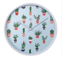 NeXtime Pendule à Quartz Ronde Cadran Bleu "Cactus"