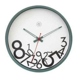 NeXtime Pendule Murale Silencieuse Verte Chiffres Mêlés