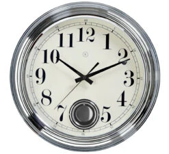 Pendule Silencieuse à Quartz à Balancier En Métal Chromé